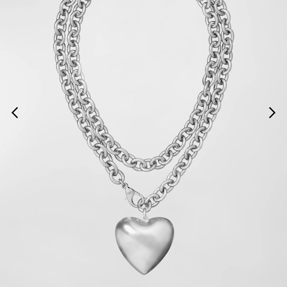 Silver Heart Pendant Necklace by Roxanne Assoulin NWT